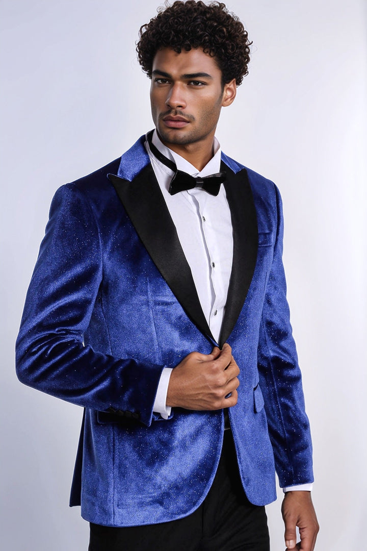 WSS Sparkle Slim Fit Velvet Bast Blue Men Dinner Tuxedo Jacket  - Zacatecas