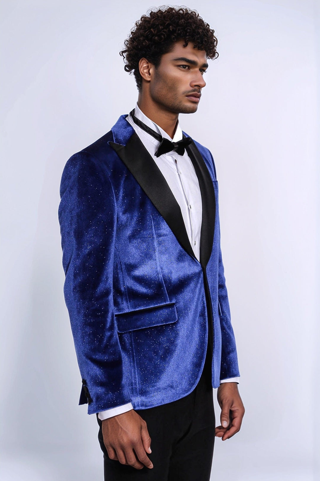 WSS Sparkle Slim Fit Velvet Bast Blue Men Dinner Tuxedo Jacket  - Zacatecas