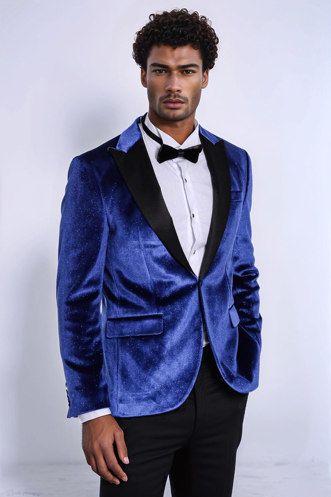 WSS Sparkle Slim Fit Velvet Bast Blue Men Dinner Tuxedo Jacket  - Zacatecas