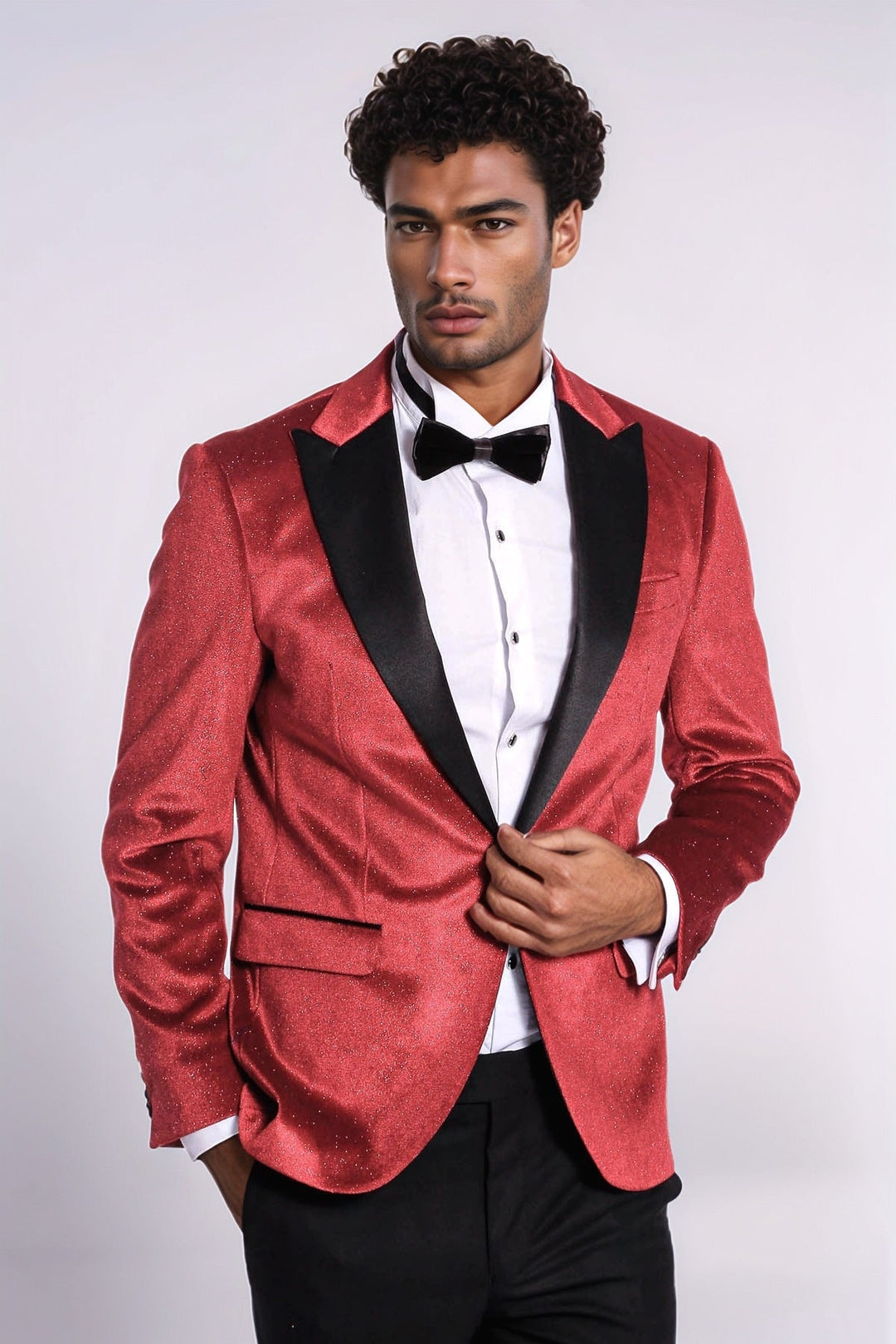 WSS Sparkle Slim Fit Velvet Red Men Singer Tuxedo  Blazer  - Heinsberg