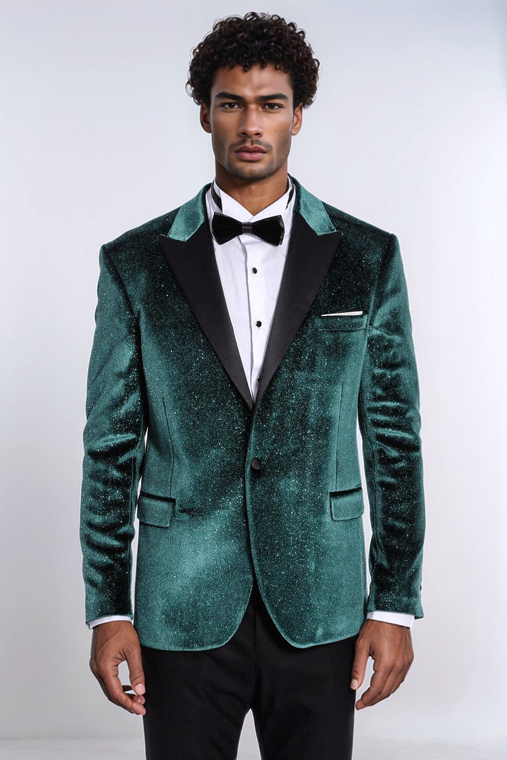 WSS Sparkle Slim Fit Velvet Green Men Party Tuxedo Blazer  - Port Coquitlam