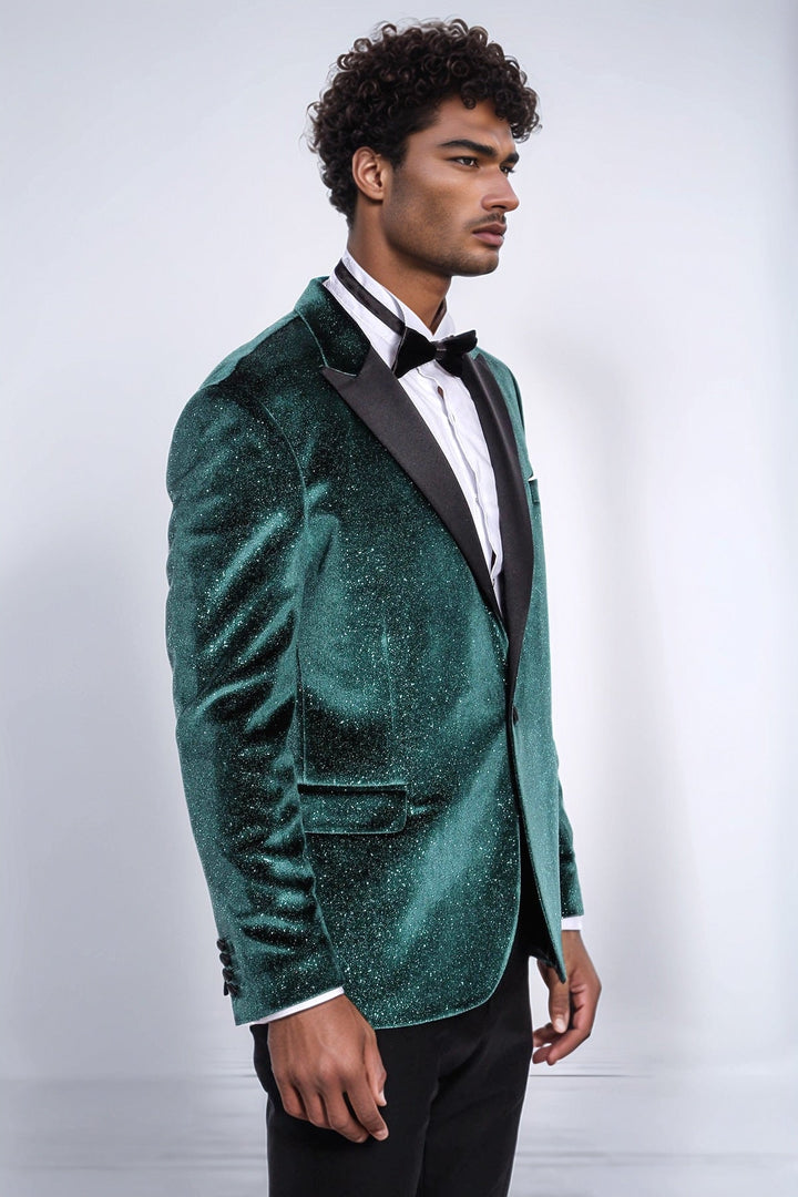 WSS Sparkle Slim Fit Velvet Green Men Party Tuxedo Blazer  - Port Coquitlam