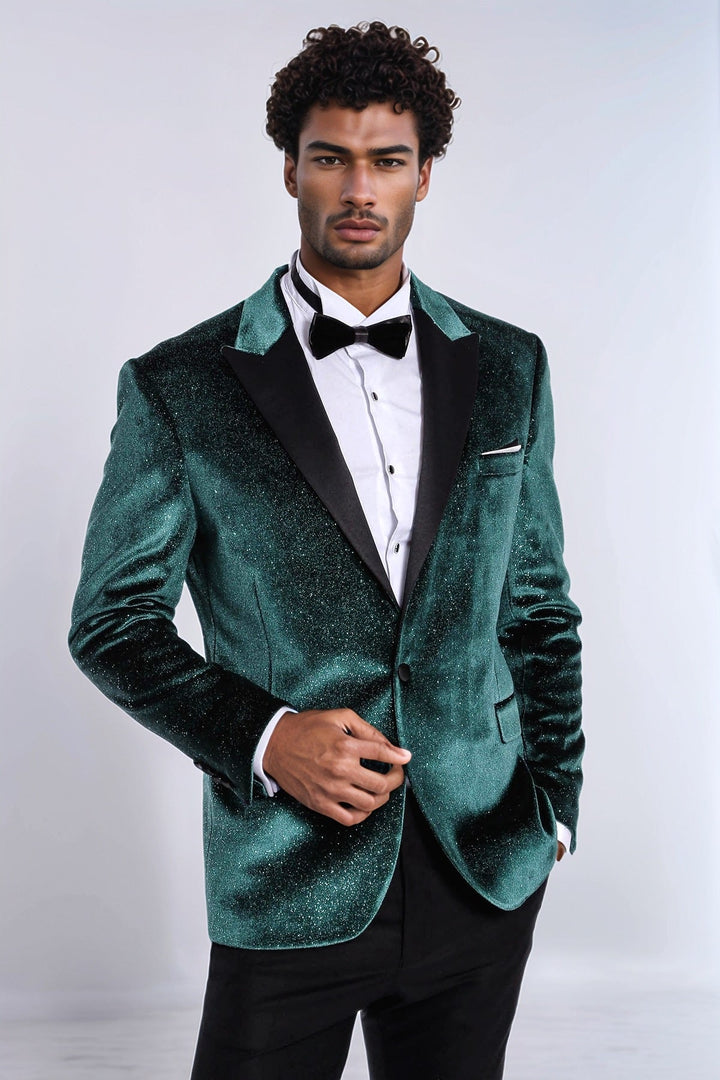 WSS Sparkle Slim Fit Velvet Green Men Party Tuxedo Blazer  - Port Coquitlam