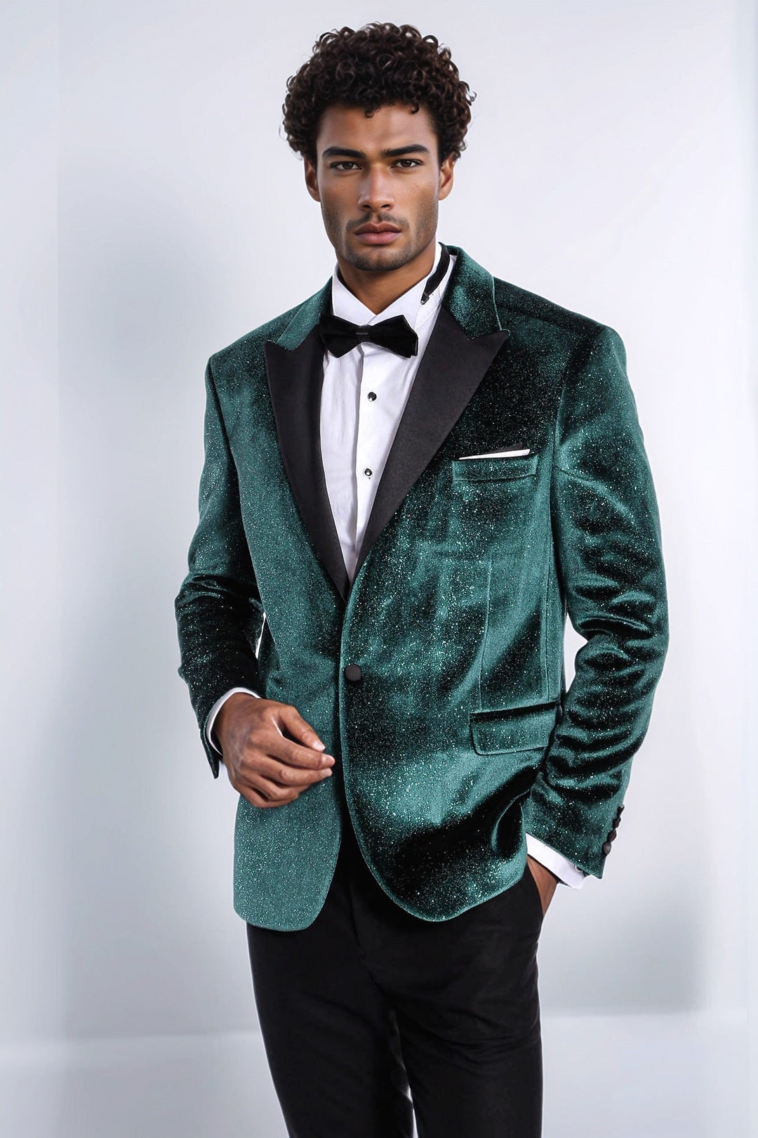 WSS Sparkle Slim Fit Velvet Green Men Party Tuxedo Blazer  - Port Coquitlam