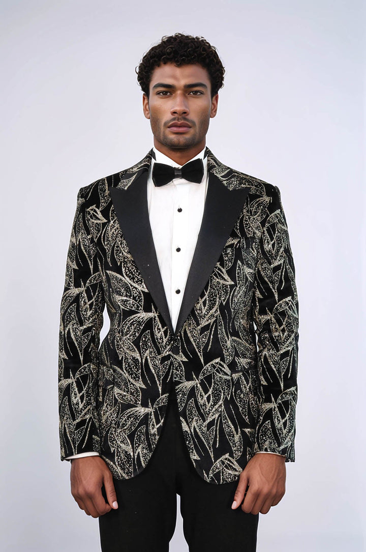 WSS Glittery Slim Fit Black Men Wedding Tuxedo Blazer  - Quincy