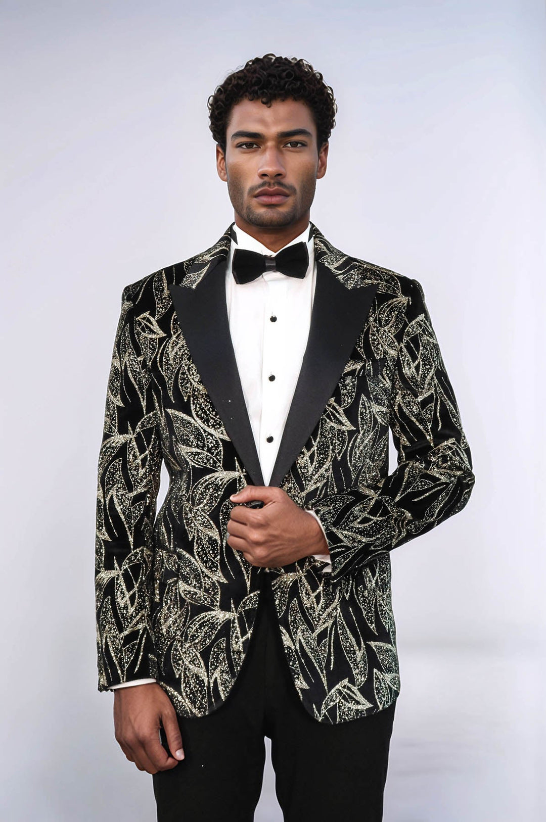 WSS Glittery Slim Fit Black Men Wedding Tuxedo Blazer  - Quincy
