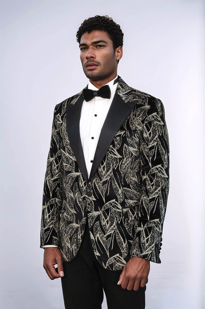 WSS Glittery Slim Fit Black Men Wedding Tuxedo Blazer  - Quincy