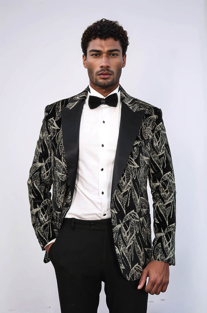 WSS Glittery Slim Fit Black Men Wedding Tuxedo Blazer  - Quincy