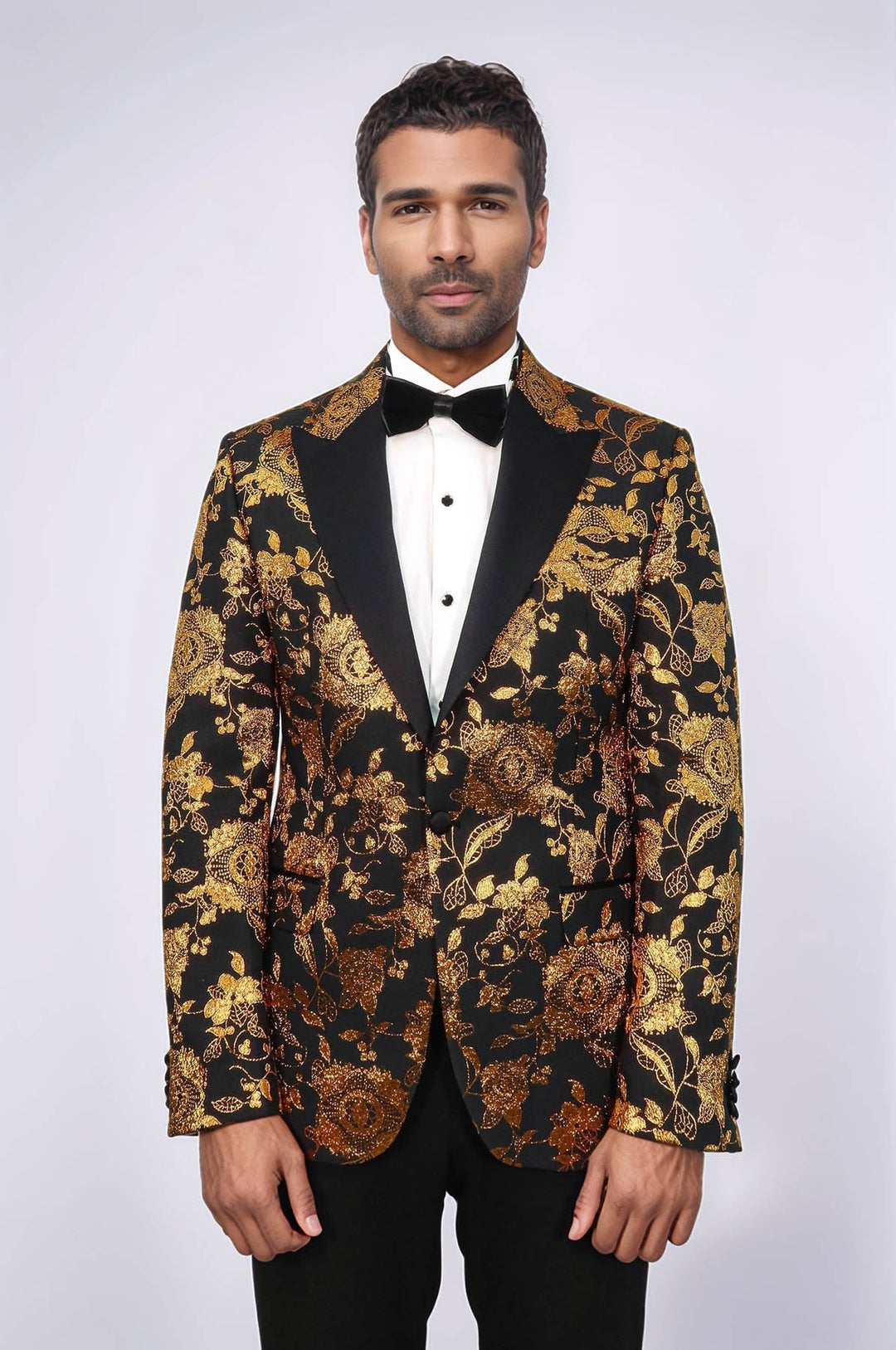 WSS Floral Patterned Slim Fit Yellow Men Party Blazer  - Milan