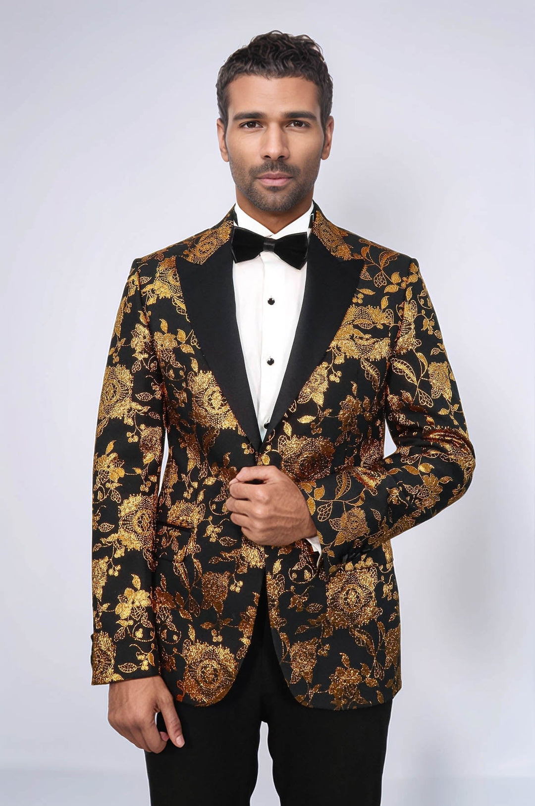 WSS Floral Patterned Slim Fit Yellow Men Party Blazer  - Milan
