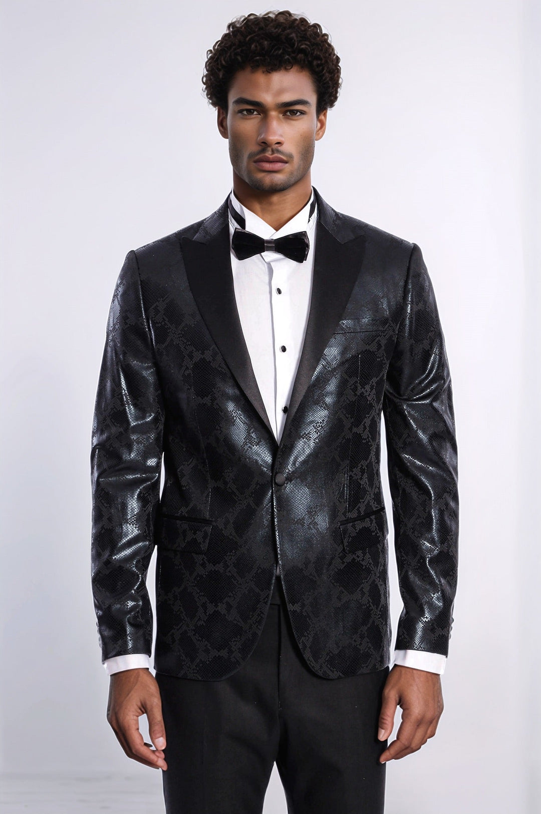 WSS Patterned Slim Fit Black Men's Prom Blazer  - Botoşani