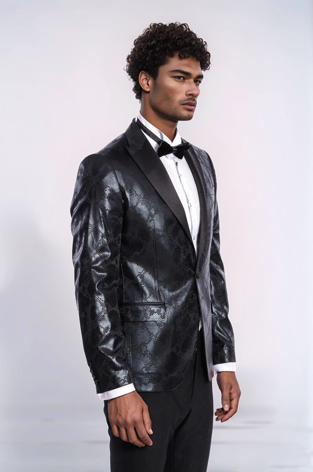 WSS Patterned Slim Fit Black Men's Prom Blazer  - Botoşani