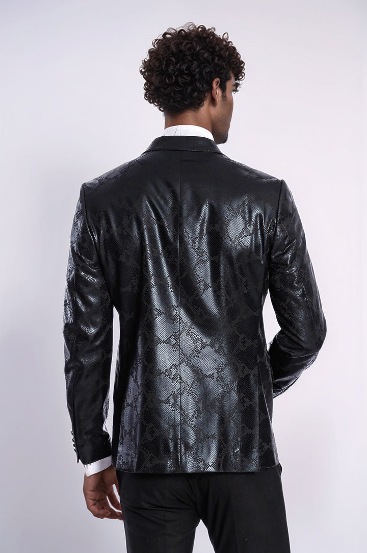 WSS Patterned Slim Fit Black Men's Prom Blazer  - Botoşani