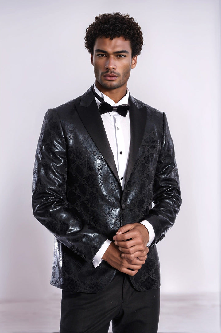 WSS Patterned Slim Fit Black Men's Prom Blazer  - Botoşani
