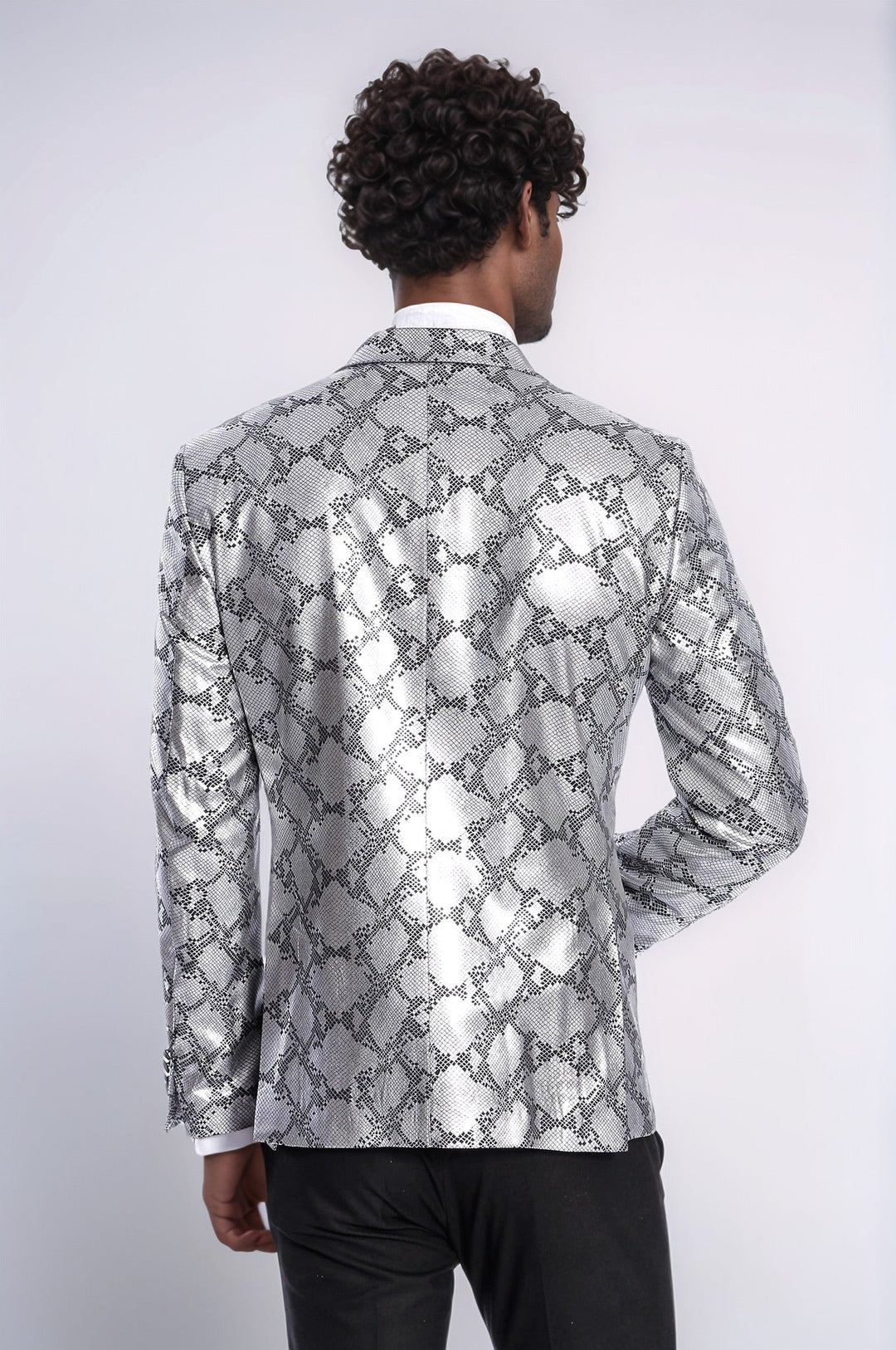 WSS Patterned Slim Fit Grey Men Prom Blazer and Trousers Combination Suit - Thérmi