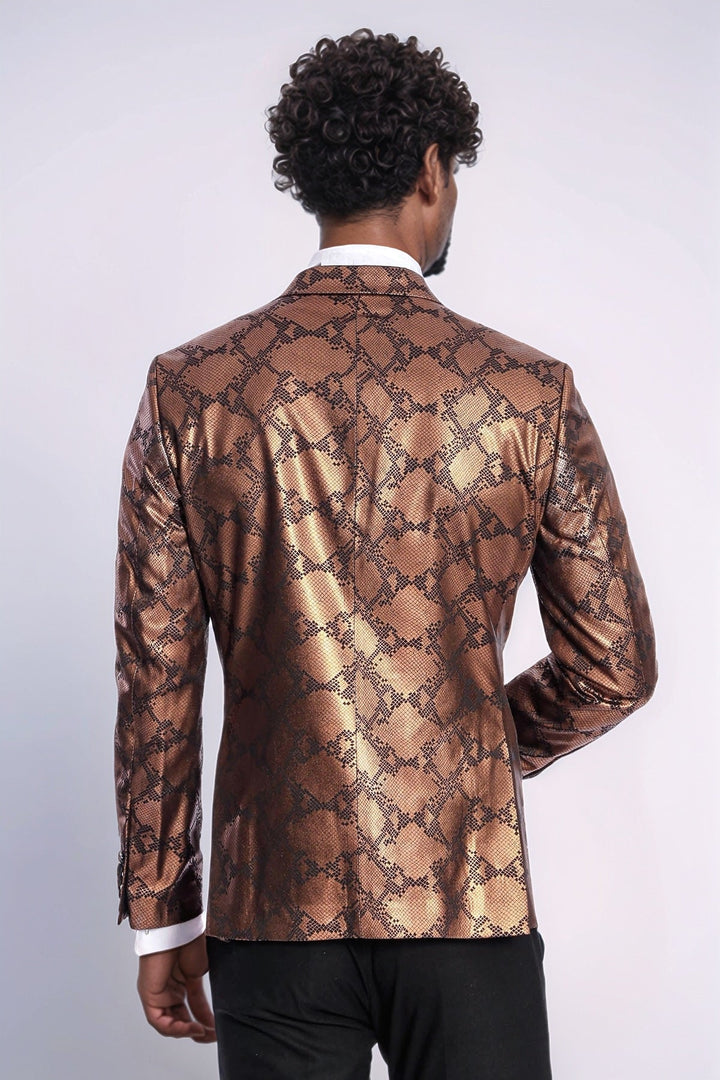 WSS Patterned Slim Fit Brown Men Stage Tuxedo Blazer  - Völklingen