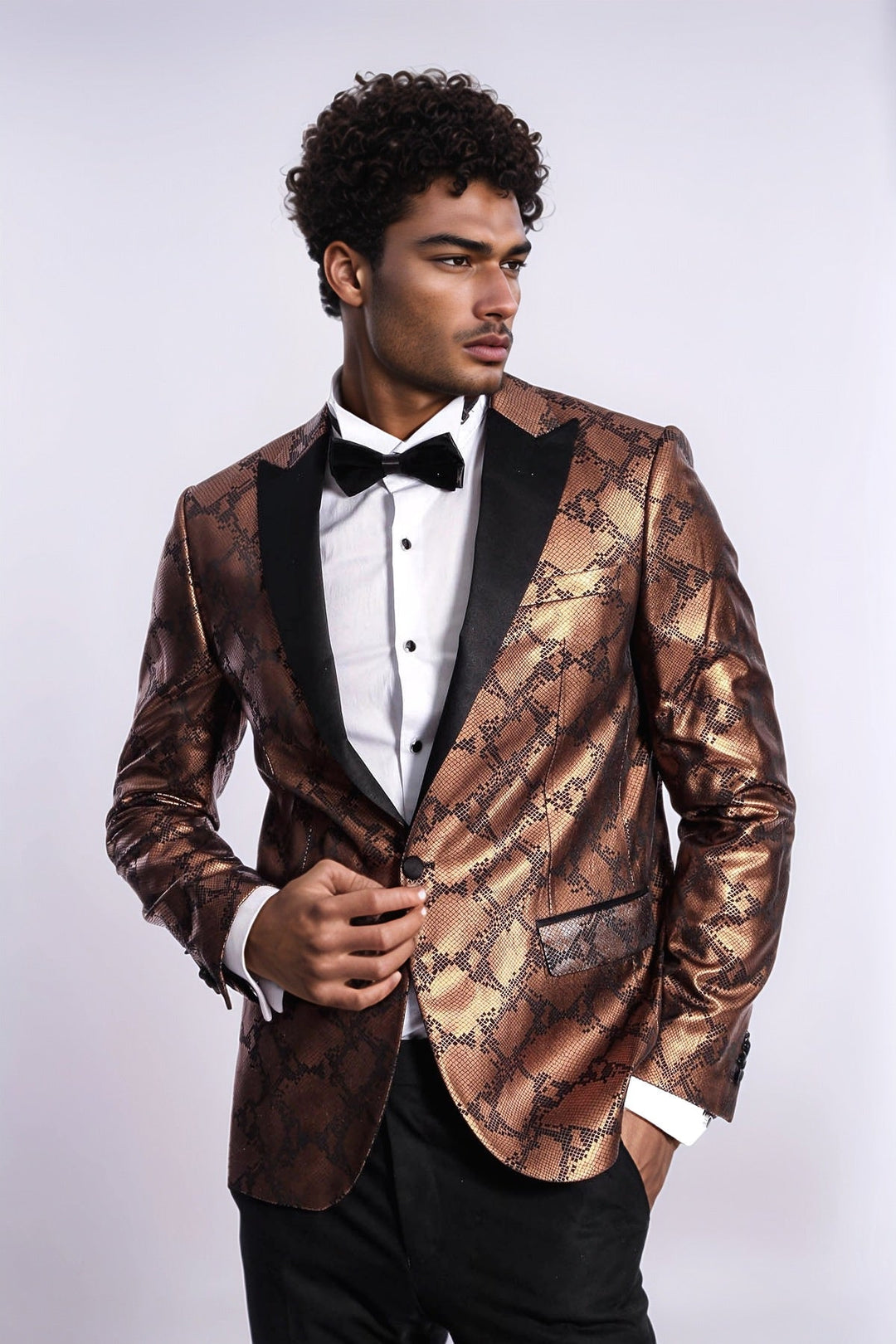 WSS Patterned Slim Fit Brown Men Stage Tuxedo Blazer  - Völklingen
