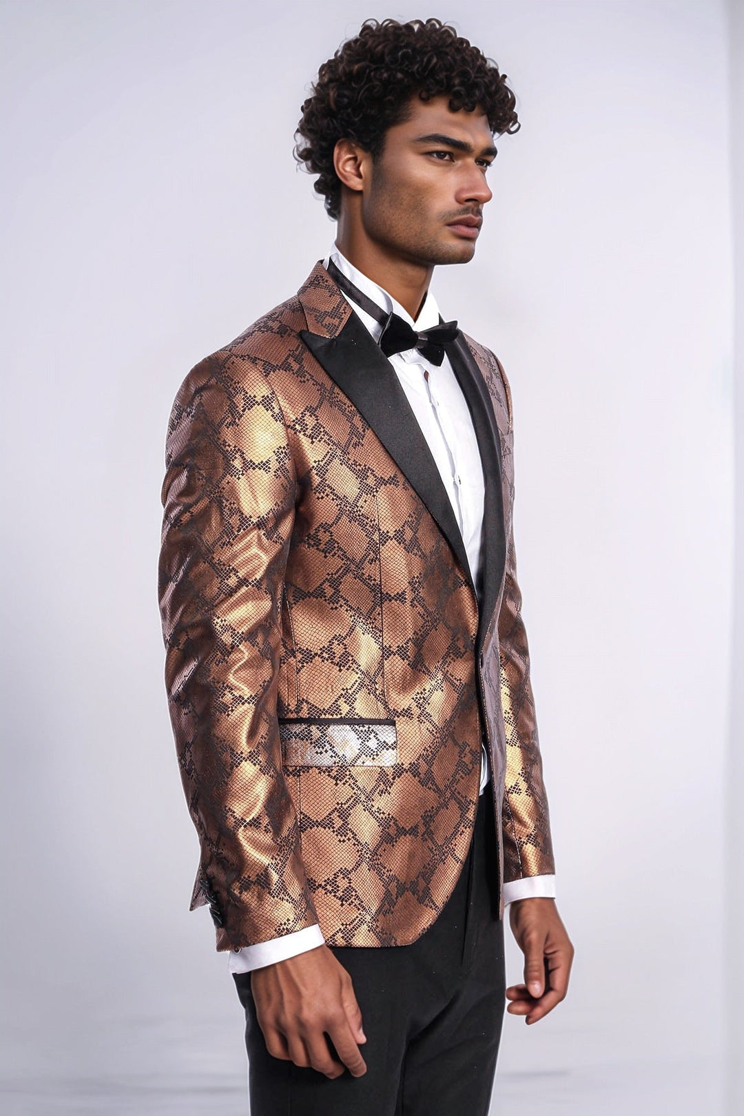 WSS Patterned Slim Fit Brown Men Stage Tuxedo Blazer  - Völklingen