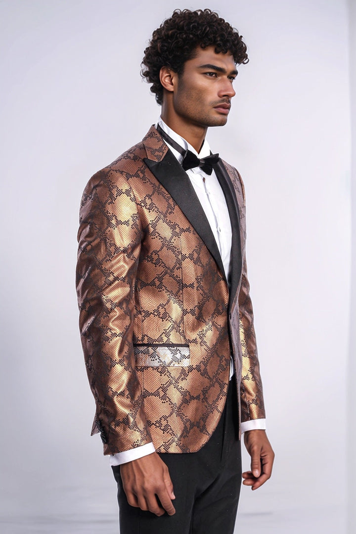 WSS Patterned Slim Fit Brown Men Stage Tuxedo Blazer  - Völklingen