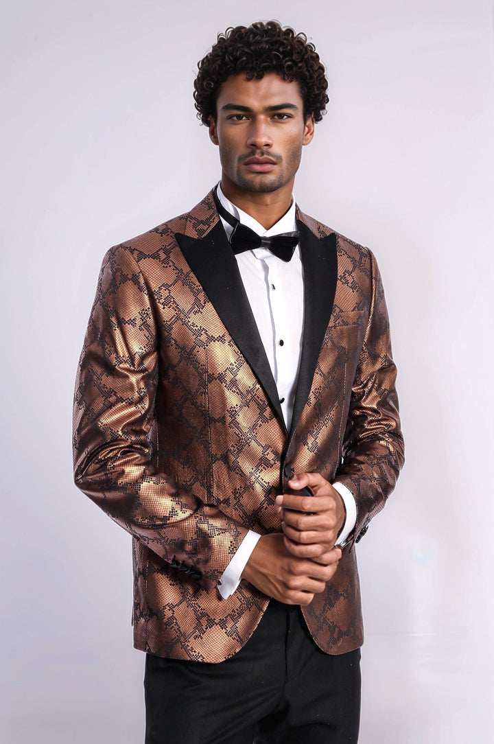 WSS Patterned Slim Fit Brown Men Stage Tuxedo Blazer  - Völklingen