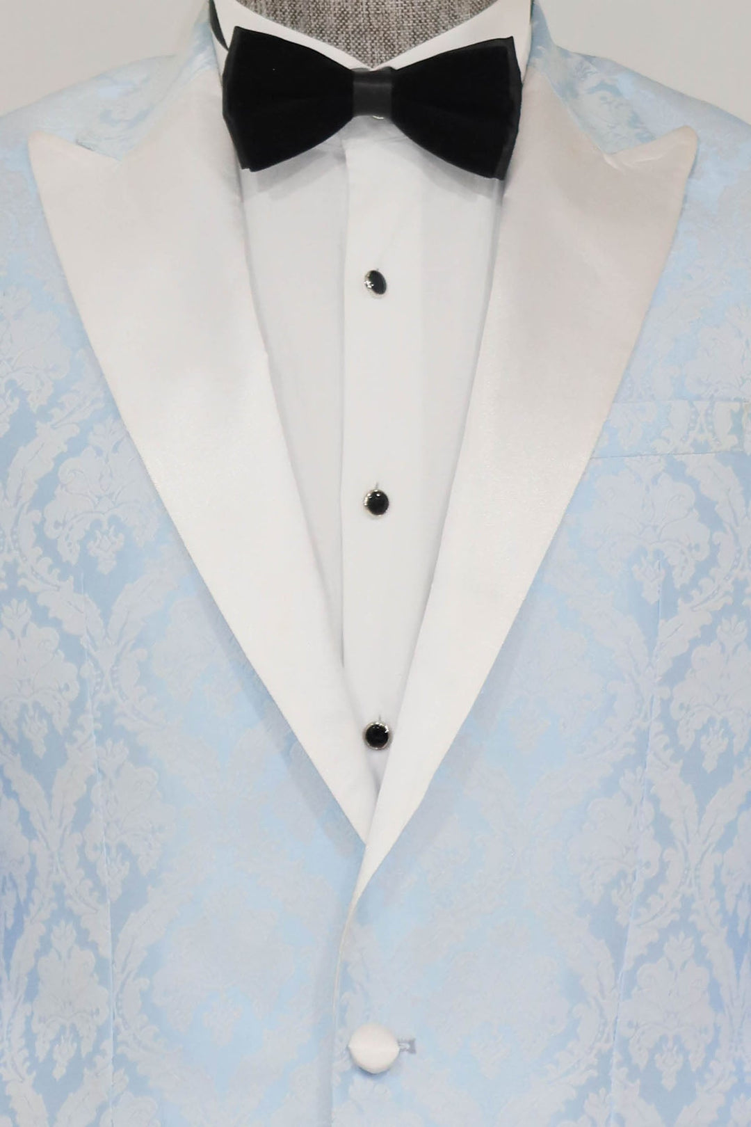WSS Floral Patterned Peak Lapel Light Blue Men Prom Blazer  - Lancaster