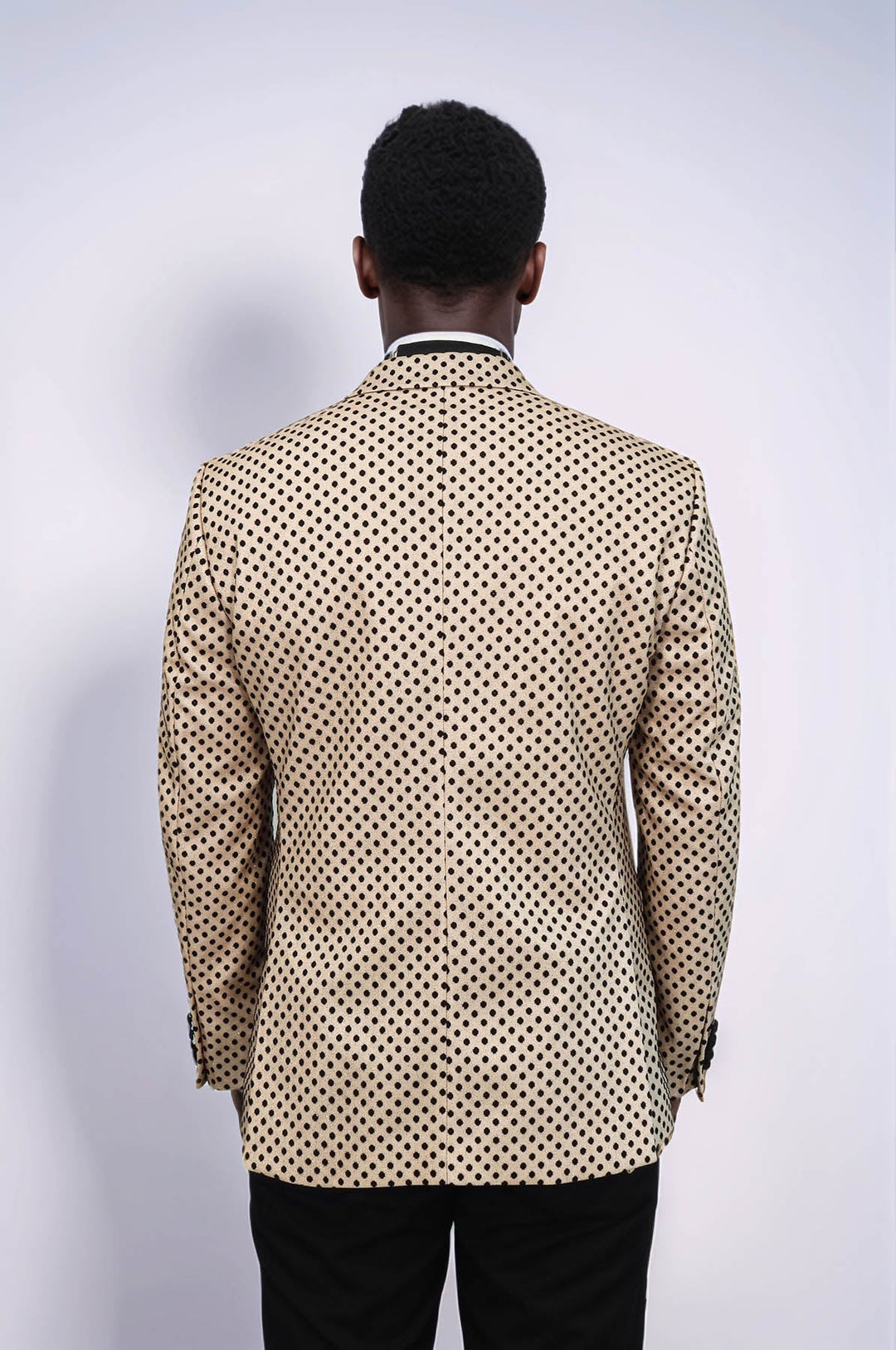 WSS Sequin Dot Patterned Cream Men Wedding Tuxedo Blazer  - Marlboro