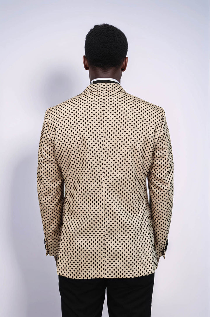 WSS Sequin Dot Patterned Cream Men Wedding Tuxedo Blazer  - Marlboro
