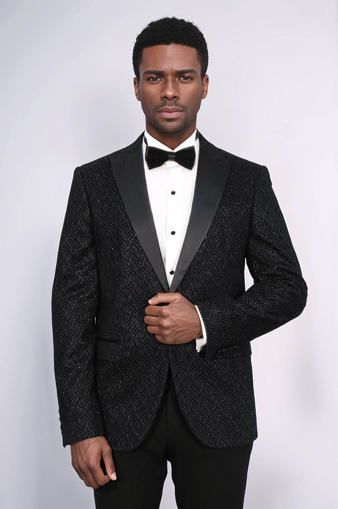 WSS Shiny Patterned Black Men Wedding Tuxedo Blazer  - Ratingen