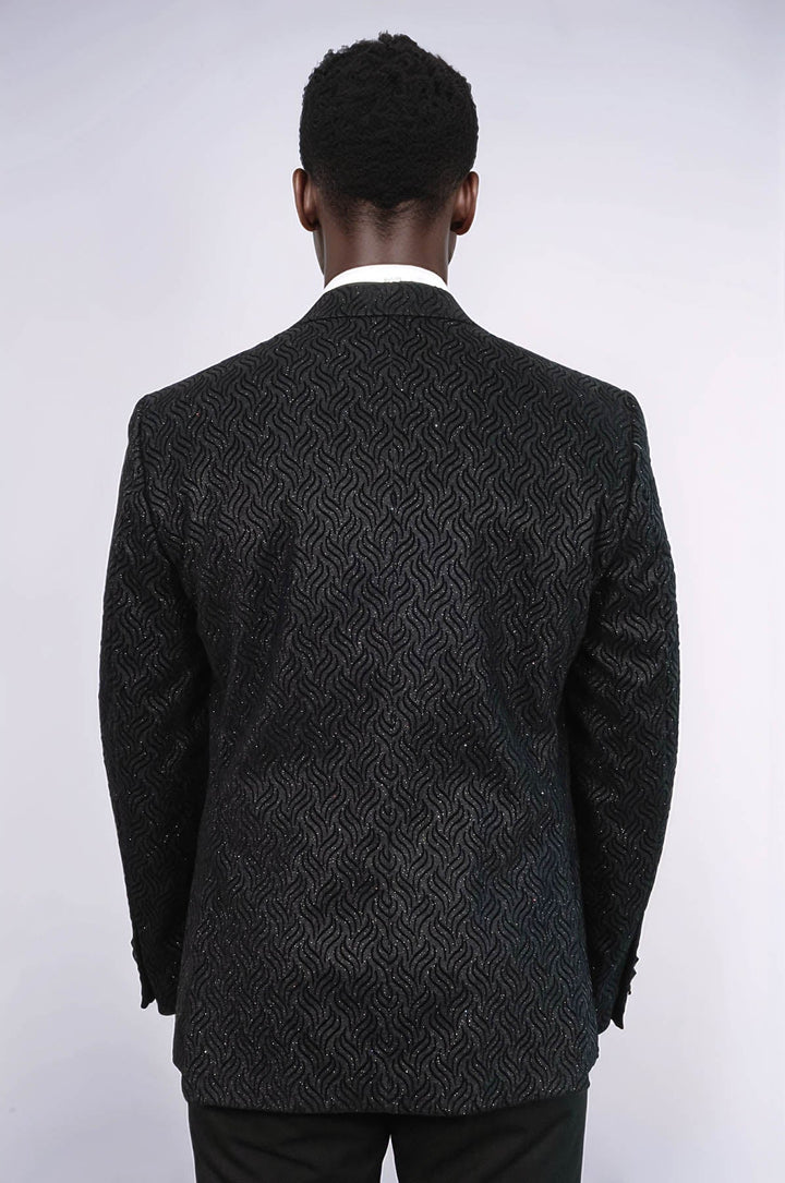 WSS Shiny Patterned Black Men Wedding Tuxedo Blazer  - Ratingen