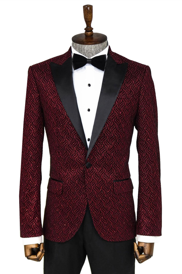 WSS Shiny Patterned Burgundy Prom Blazer  - Alytus