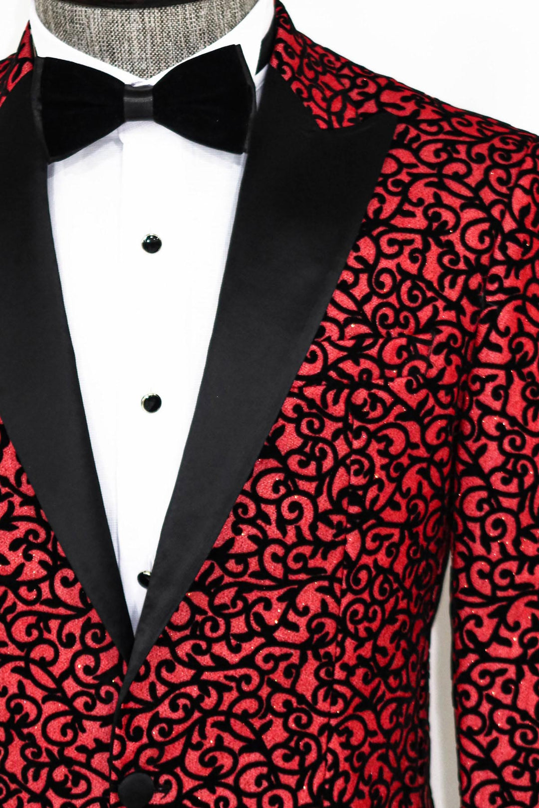 WSS Scroll Patterned Burgundy Men Stage Tuxedo  Blazer  - Scottsdale