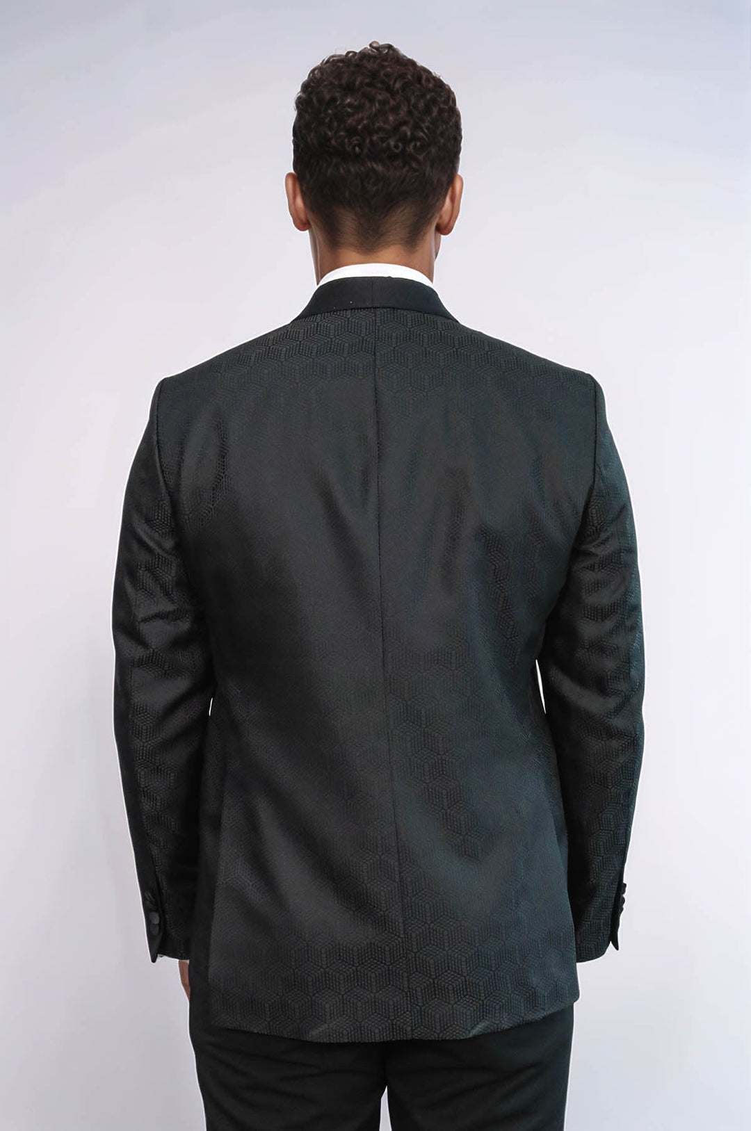 WSS Pentagon Patterned Shawl Lapel Black Men Prom Blazer and Trousers Combination Suit  - Cuxhaven
