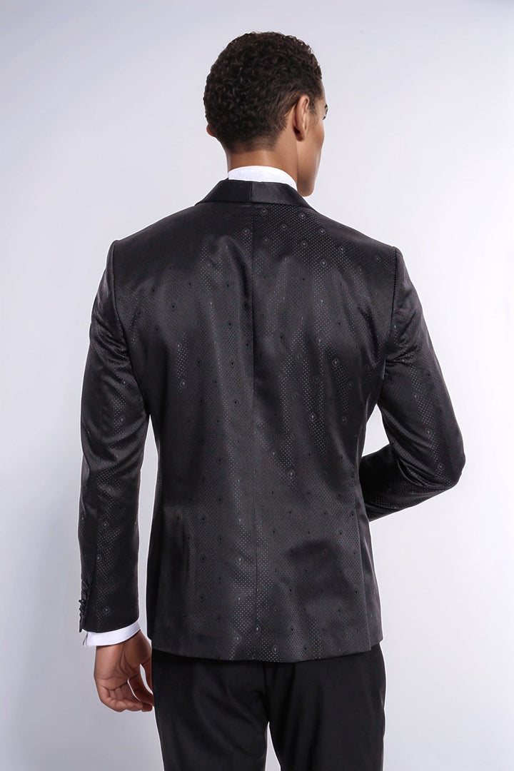WSS Dot Patterned Slim Fit Black Men Prom Blazer and Trousers Combination Suit  - Pervomaisk
