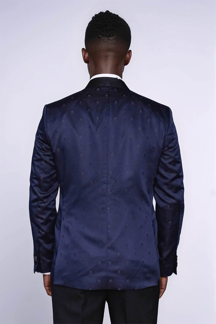 WSS Patterned Shawl Lapel Navy Blue Men Tuxedo Jacket  - Waiblingen
