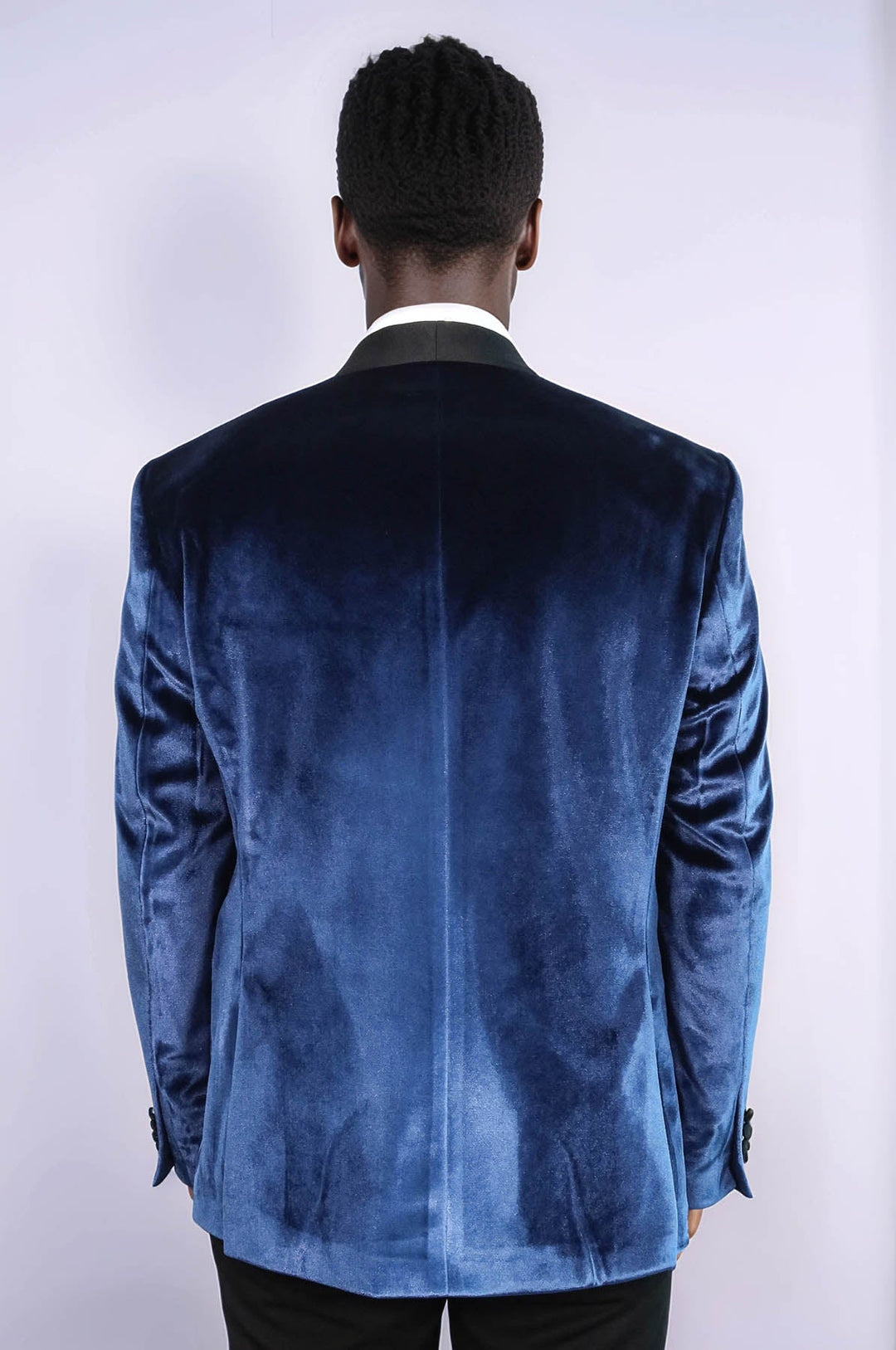 WSS Shawl Lapel Velvet Navy Blue Men Prom Party Blazer  - Santa Fe