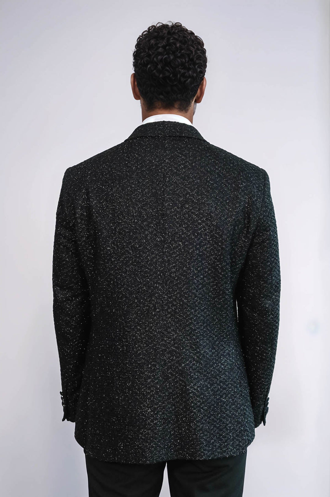 WSS Gingham Patterned Glitter Black Men Prom Blazer and Trousers Combination Suit - Saint-Maur-des-Fossés
