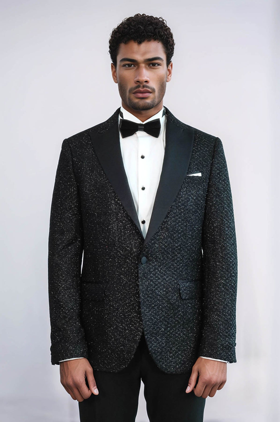 WSS Gingham Patterned Glitter Black Men Prom Blazer and Trousers Combination Suit - Saint-Maur-des-Fossés
