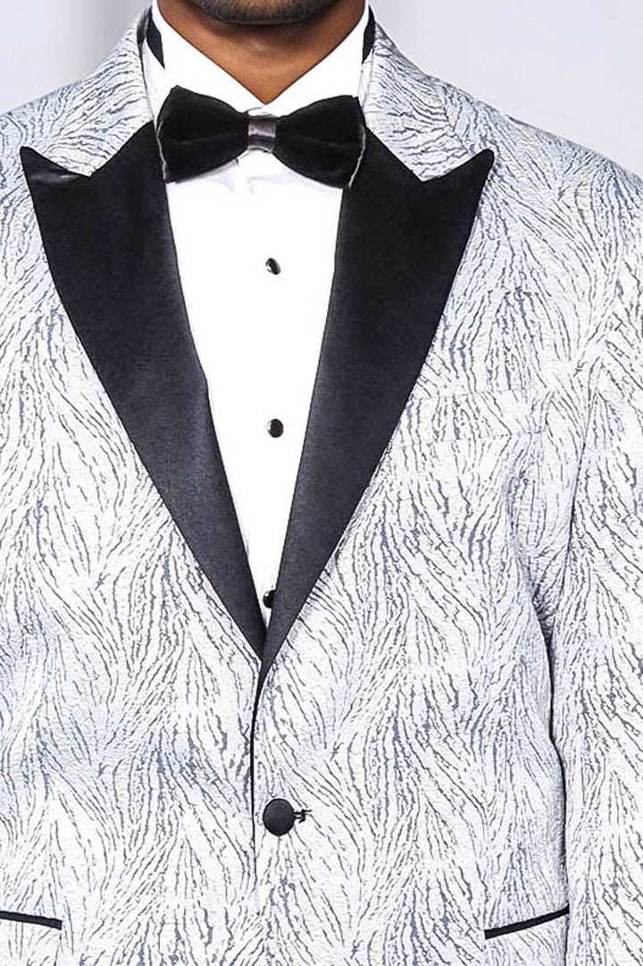 WSS Glittery Patterned Light Blue Men Tuxedo Blazer  - Corby