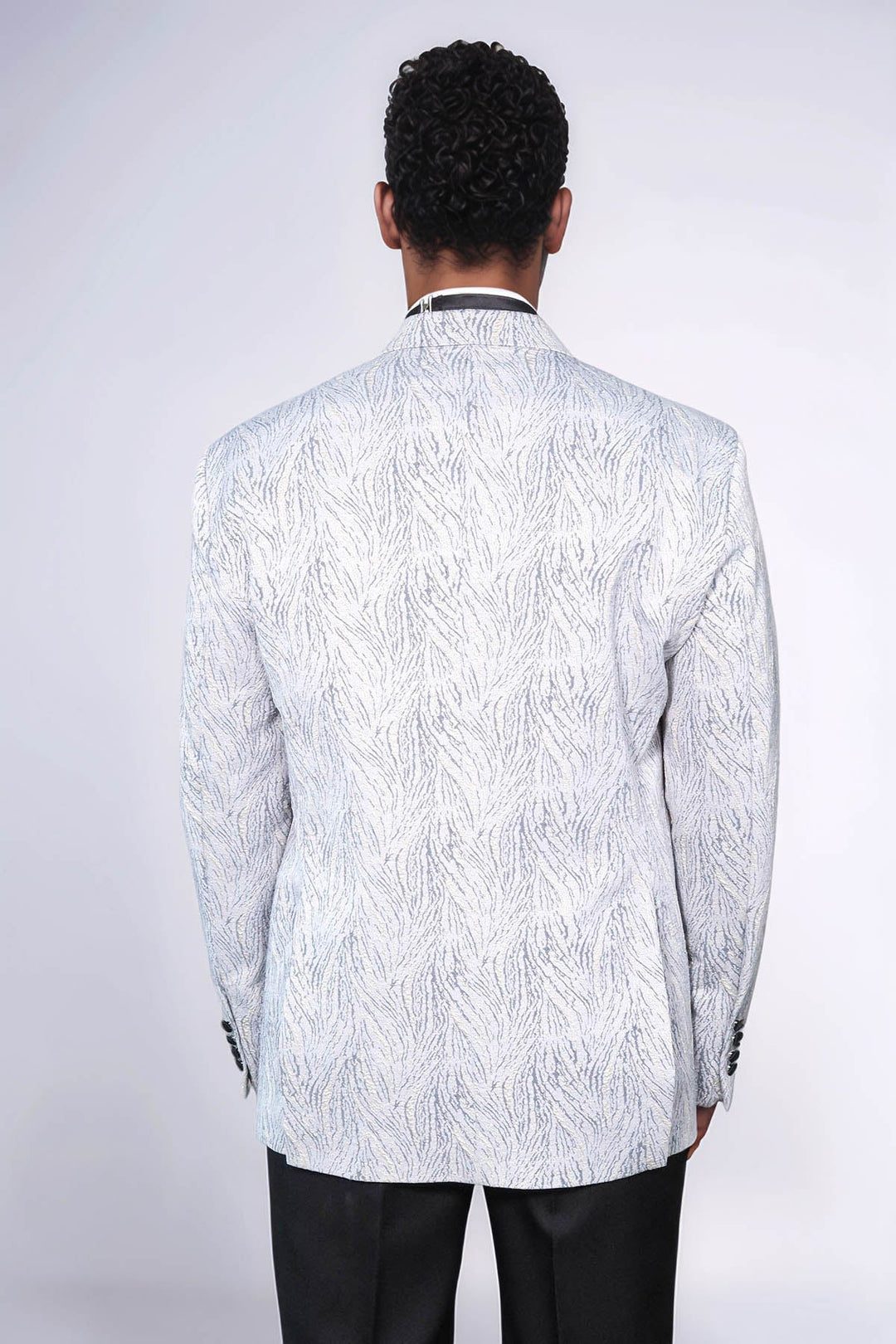 WSS Glittery Patterned Light Blue Men Tuxedo Blazer  - Corby