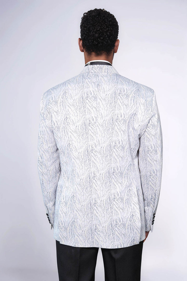 WSS Glittery Patterned Light Blue Men Tuxedo Blazer  - Corby