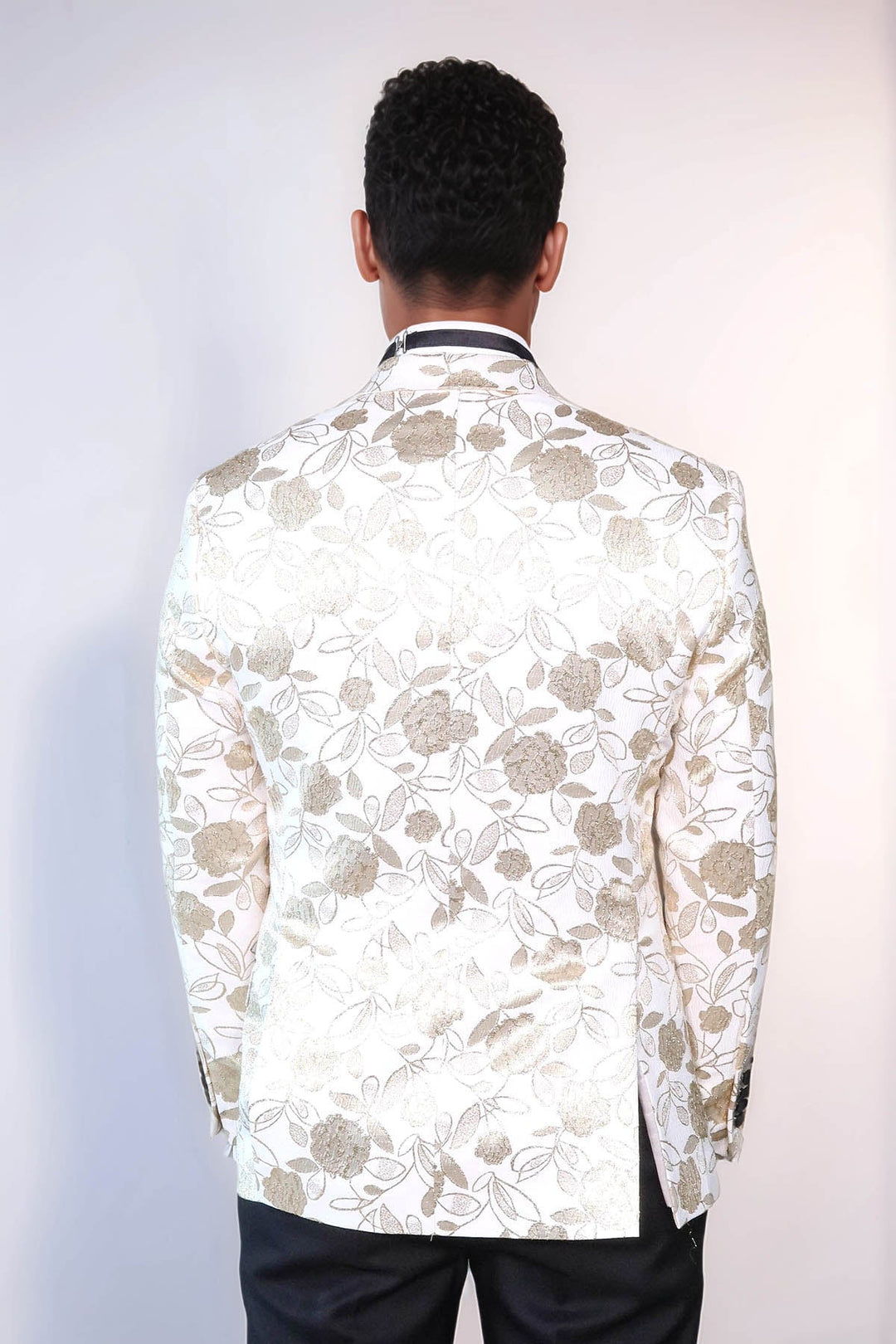 WSS Floral Patterned White Men Tuxedo Blazer  - Evans