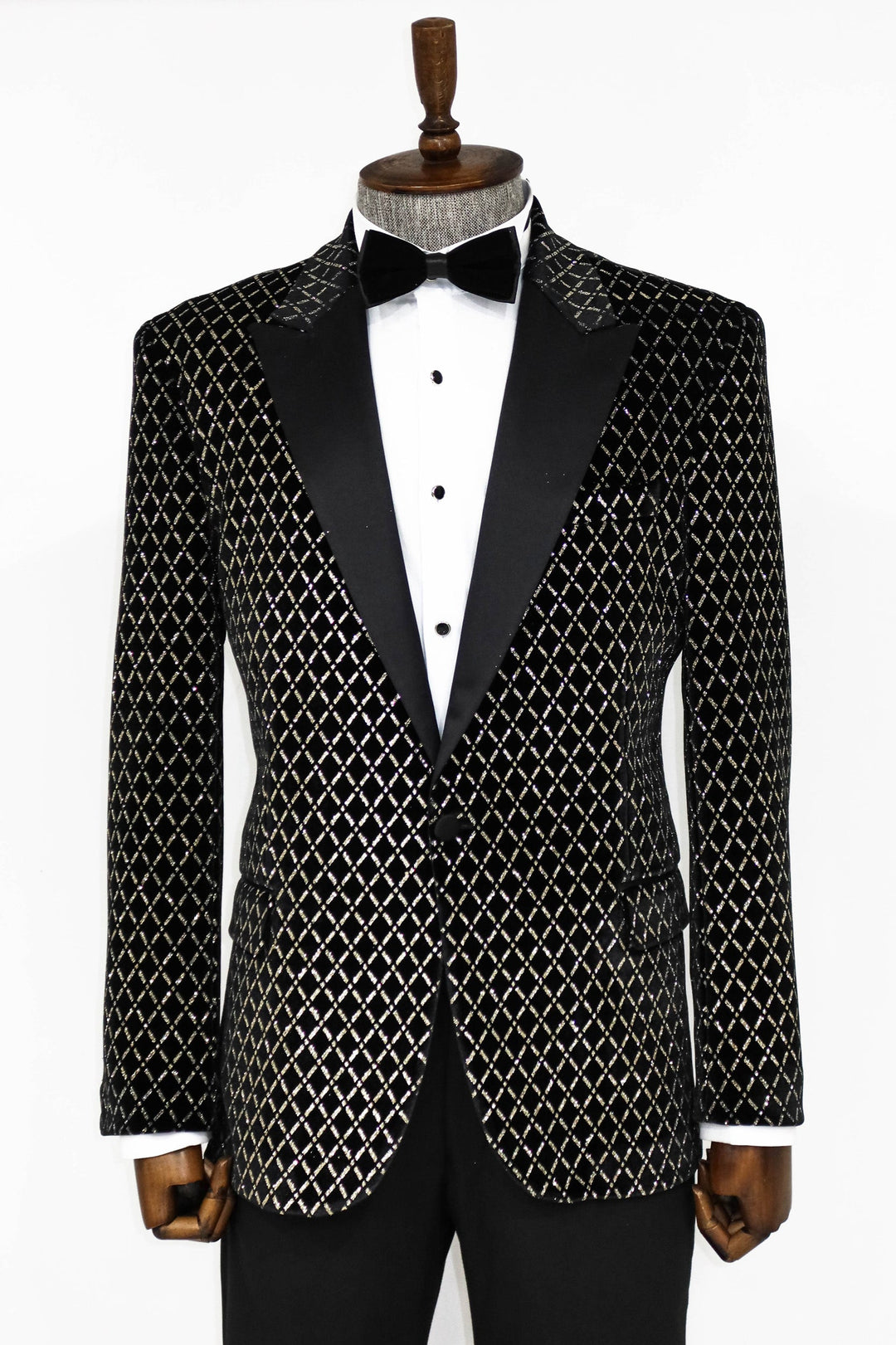 WSS Black Patterned Over Black Men Prom Blazer  - Bay City
