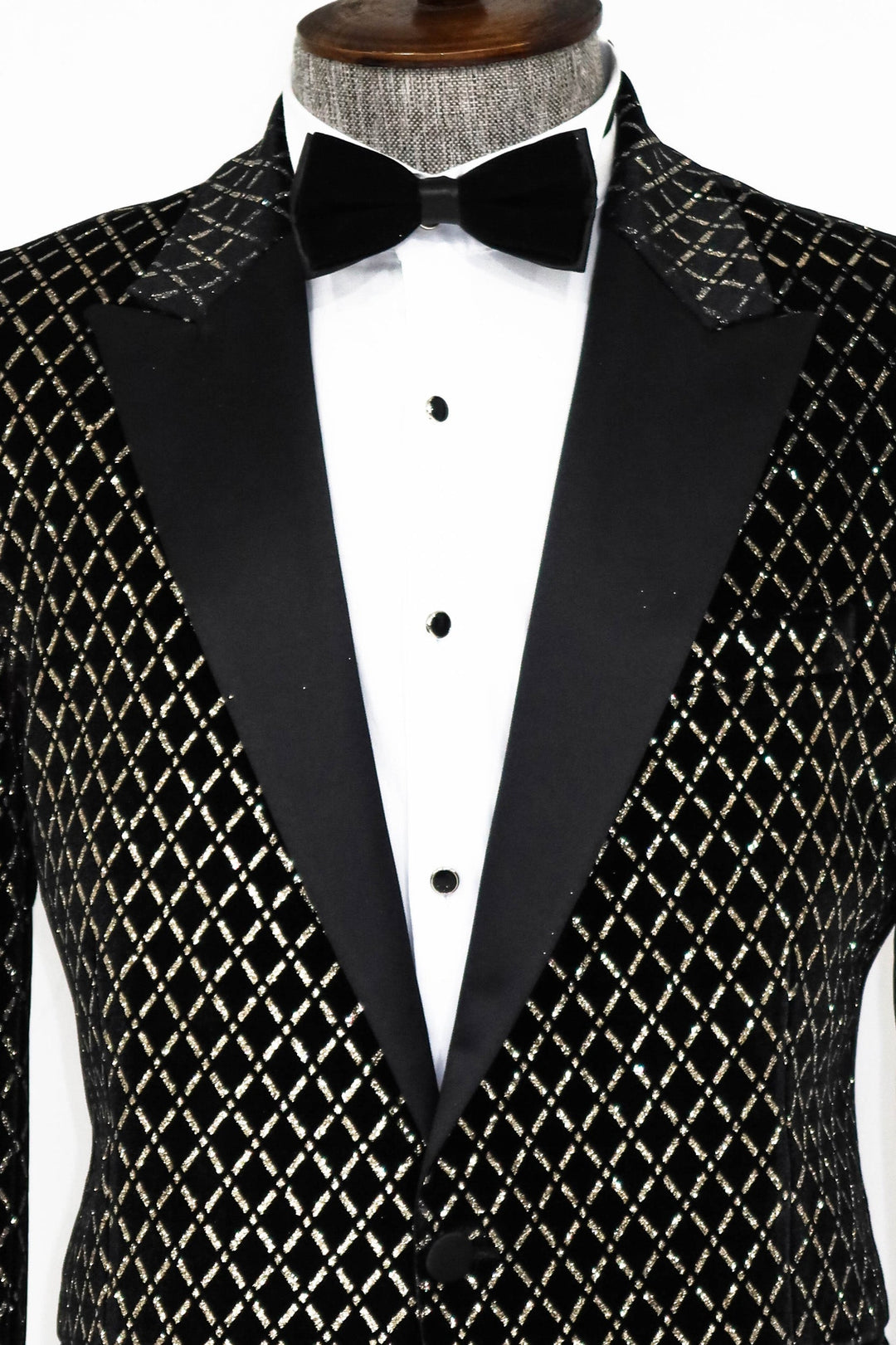 WSS Black Patterned Over Black Men Prom Blazer  - Bay City