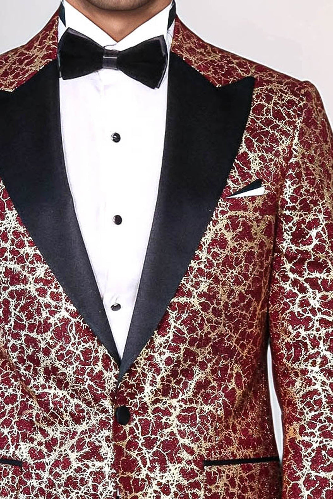 WSS Root Pattern Peak Lapel Burgundy Men Party Blazer  - Terracina