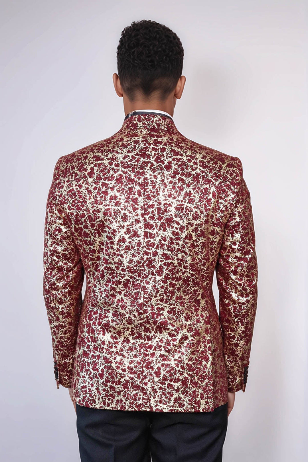WSS Root Pattern Peak Lapel Burgundy Men Party Blazer  - Terracina