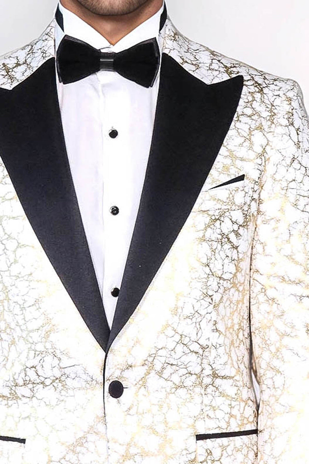 WSS Root Pattern Peak Lapel White Men Dinner Jacket  - Gómez Palacio