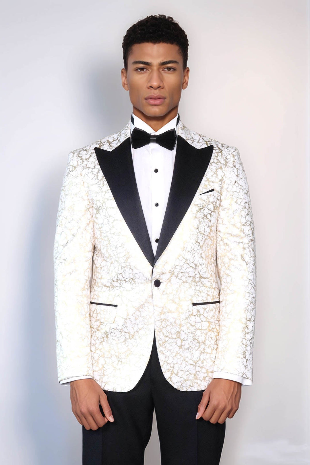 WSS Root Pattern Peak Lapel White Men Dinner Jacket  - Gómez Palacio