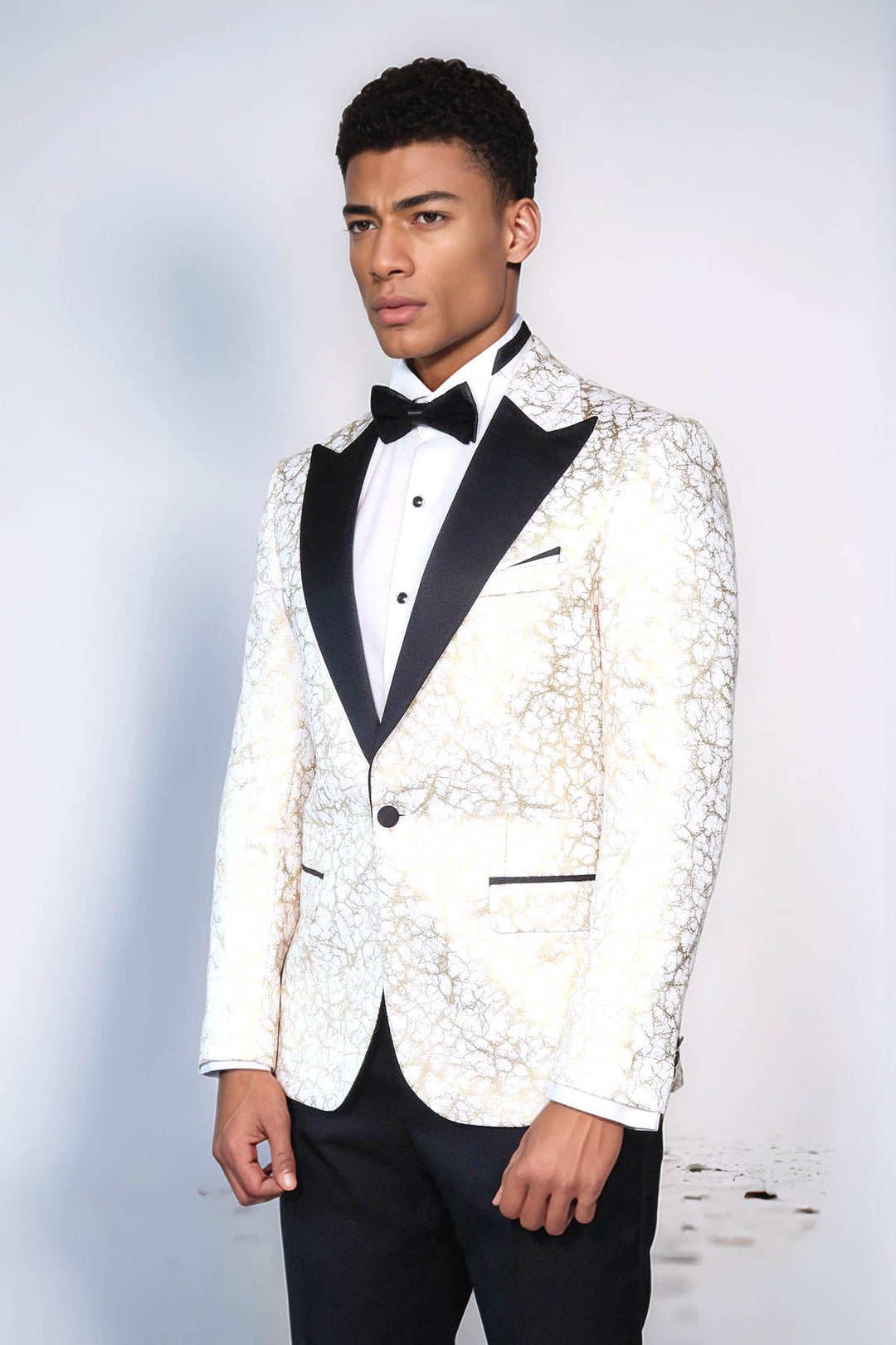WSS Root Pattern Peak Lapel White Men Dinner Jacket  - Gómez Palacio