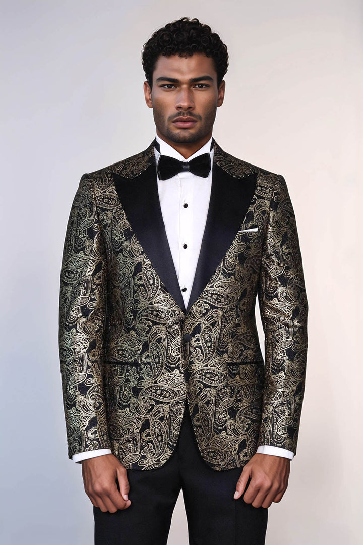 WSS Paisley Peak Lapel Black Men Dinner Tuxedo  Jacket  - Maarssen