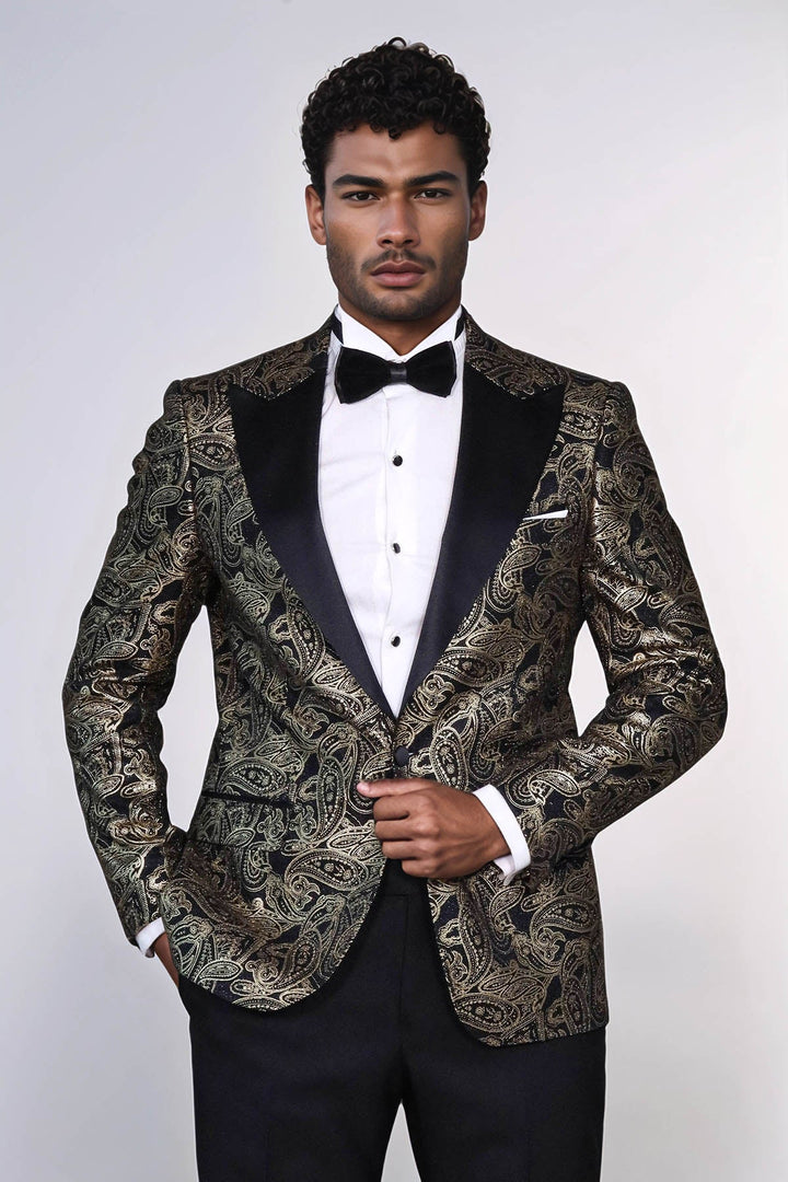 WSS Paisley Peak Lapel Black Men Dinner Tuxedo  Jacket  - Maarssen